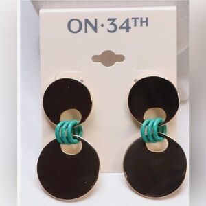 Gold Acrylic Circle Drop Earrings NWT Modern Statement